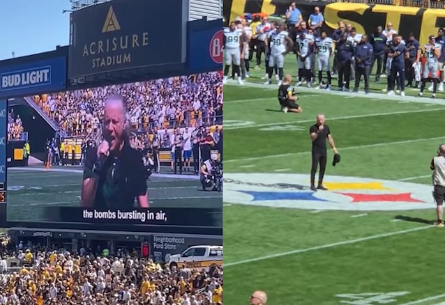 Watch: BRUCE DICKINSON Sings U.S. National Anthem At PITTSBURGH STEELERS Vs. SEATTLE SEAHAWKS NFL Game