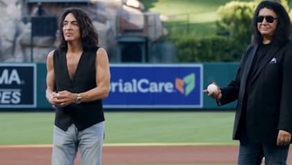 Watch: KISS's GENE SIMMONS And PAUL STANLEY Throw Out First Pitch At Angel Stadium